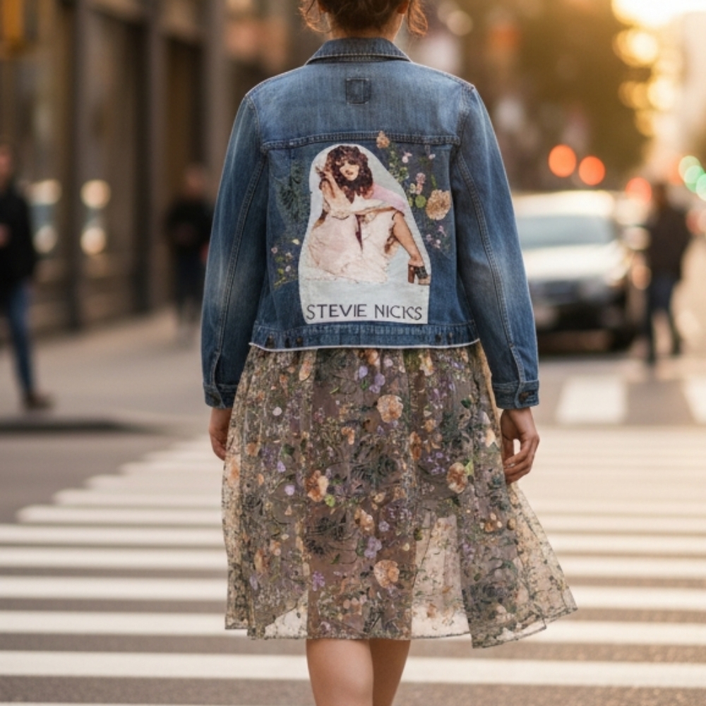 STEVIE NICKS OOAK FLORAL EMBROIDERD TULLE JACKET SM-XL